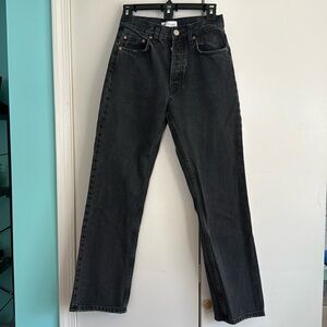 Zara Button Fly Wide Leg Black Jeans | Size 2 (34) | Minimalist | Classiccore